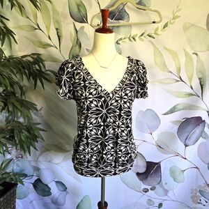 MAX EDITION | Loose Fit Stretch Blouse In Black/White sz L